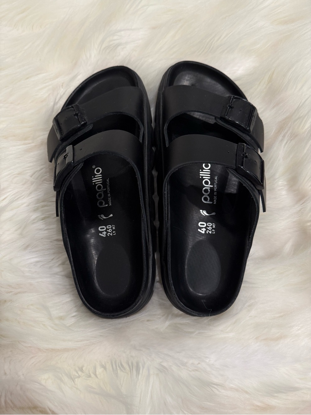 Papillio Kids Black Double-Strap Slide Sandals
